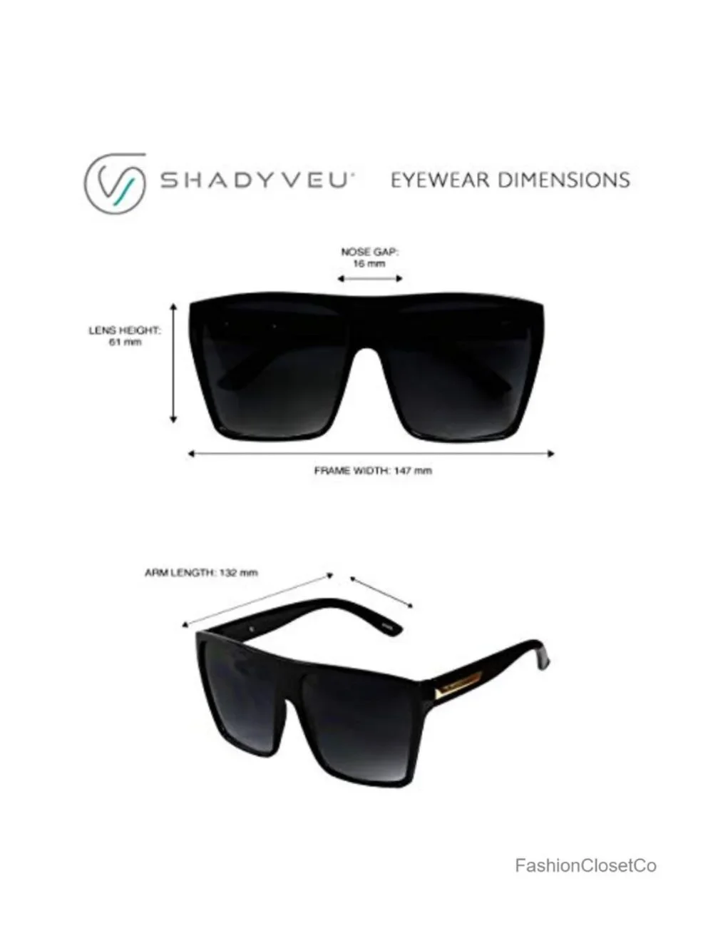 Oversized Flat Top Trapezoid Sunglasses 100% UVA UVB Protection Polycarbonate